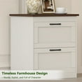 thumbnail image 6 of Vikiullf Farmhouse Nightstands Set of 2, Bedroom Night Stand with 2 Drawers, Wooden Bedside Tables 18.7W x 15.6D x 23.8H, White and Brown Wood Grain Finish, 6 of 8