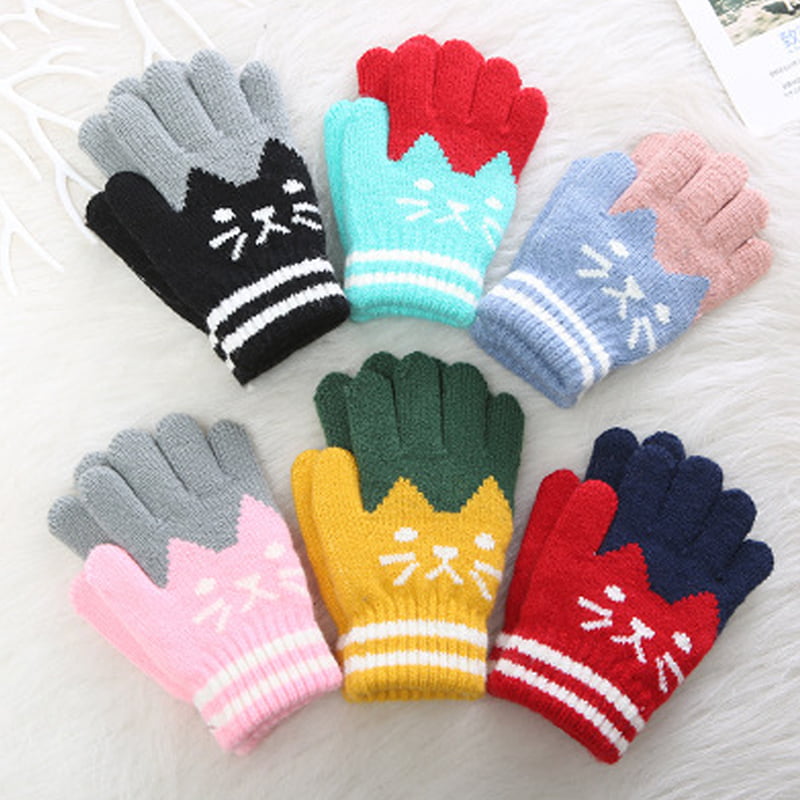 Toddler Girl Boy Kids Magic Gloves Mittens Stretchy Knitted Winter Warm Gloves