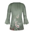 thumbnail image 5 of Pompotops Mode Femme Imprimé Bouton Décontracté Col en V Manches 3/4 T-Shirt Blouse Tops en Solde, 5 of 5