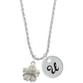 thumbnail image 1 of Delight Jewelry Silvertone Bee on White Flower Silvertone Script Initial Disc - U - Charm Necklace, 20"+3", 1 of 4