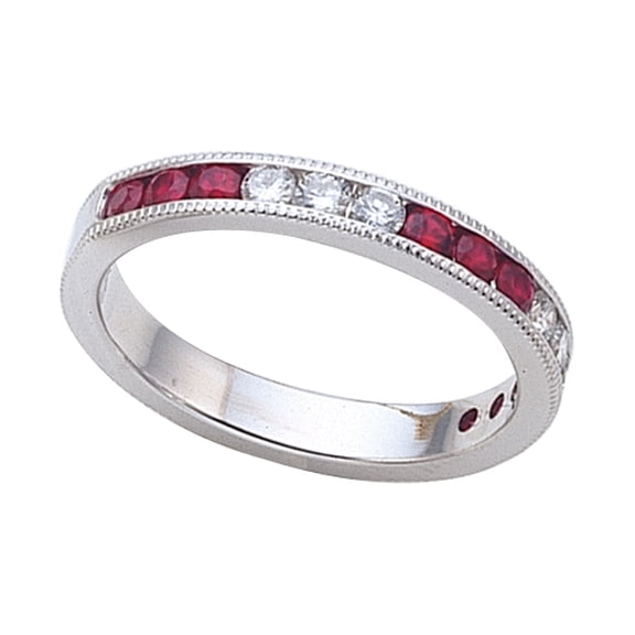 Karina B Genuine Ruby Band in Platinum 950 Size 5.5 Female Adult