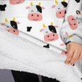 thumbnail image 3 of Oversized Wearable Blanket Hoodie,White Cow Head Pattern Sherpa Blanket Hoodie with Super Pockets,Super Warm Fuzzy Pullover for Women & Men, 3 of 6