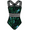 Black&green Leaves, variant on Womens One Piece Regular Swimsuits Front Crossover Bathing Suits Hollow Swimwear Monokinis