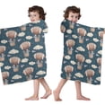 thumbnail image 4 of Blue Background Football Hot Air Balloons Pattern Hooded Bath Towel，50"x30" for Ages 3 To 12 Kids, Quick Dry Lightweight Soft Microfiber Hood Beach Towel Cover Up for Kids, 4 of 7