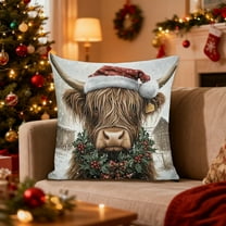 Christmas Decorative Pillow Covers 18x18" Christmas Linen Printed Cushion Backrest Christmas Living Room Sofa Decoration Xmas Decorations