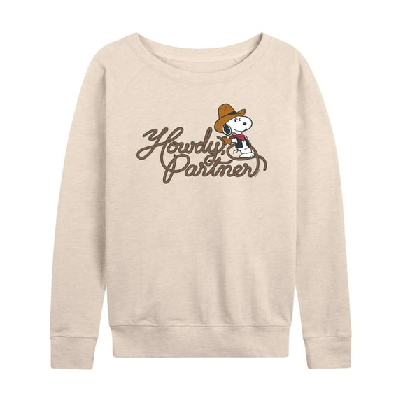 Peanuts - Howdy Partner Snoopy -Women's French Terry Long Sleeve Shirt