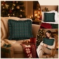 thumbnail image 4 of Kuokaa Dark Green Red Plaid Ruffle Pillow Cover, Christmas Checkered Throw Cushion Case for Sofa, Cover Only, 4 of 7