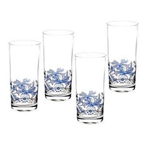 Spode Blue Italian Glassware HiBall Glasses, S/4
