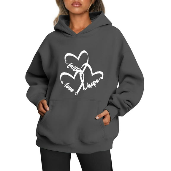 Faith Love Hope Inspiration Shirts for Women Oversized Hoodies Long Sleeve Hooded Sweatshirts Baggy Pullover Tops