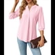 thumbnail image 2 of Blusas Informales de Verano para Mujer, con Cuello en V, Corta, Encaje Calado y Bonitas Blusas de Negocios Rosa XL, 2 of 7