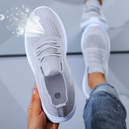 

HIBRO Summer Women Ladies Wedge Sneakers Casual Shoes Mesh Lace Up Walking Shoes