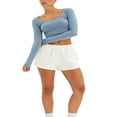 thumbnail image 1 of Solid Color Long Sleeve Women‘s Cropped Tops with Navel Show, 1 of 5
