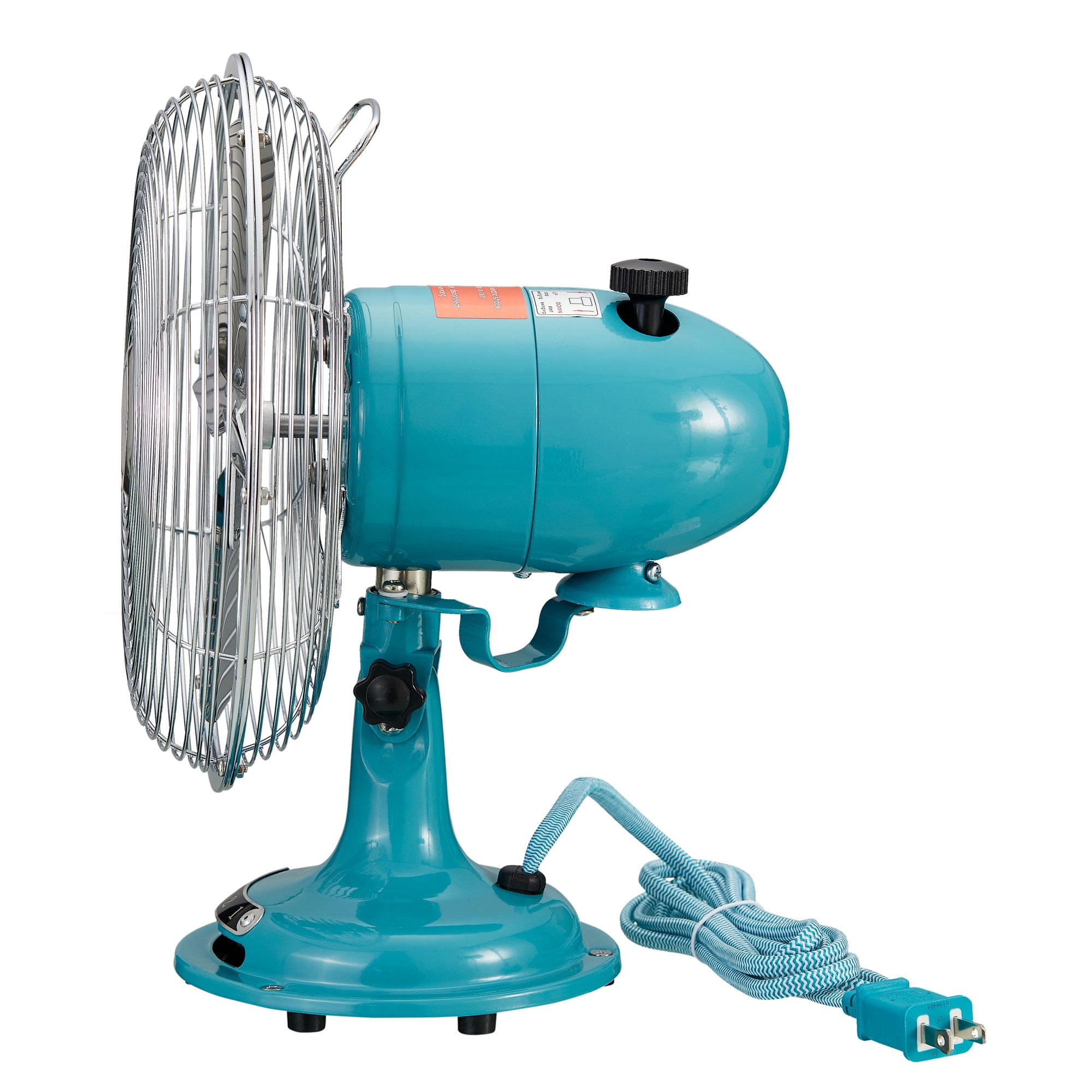 Better Homes & Gardens 8" 3-Speed Aqua Haze Retro Metal Tiltable-Head Oscillating New Table Fan
