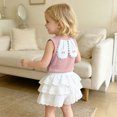 thumbnail image 6 of Toddler Girls Summer Short Sets Outfits Cotton Crewneck Short Sleeve Playwear Sets 6-12 Months 12-24 Months 2t 3t 4t 5t 6t 7t Children(Pink,12-18 Months), 6 of 7
