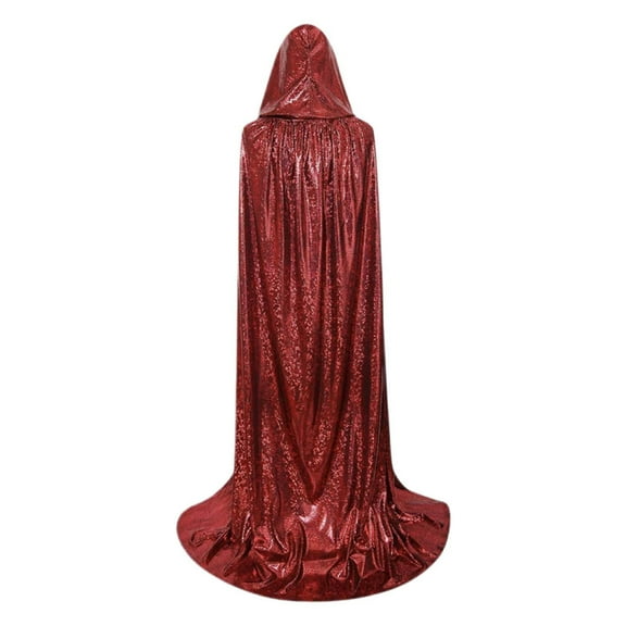 MIASHUI Hooded Cape Role Play Cloak Adult Shiny Shawl, Scarf for , Themed Scarf for Parties Red