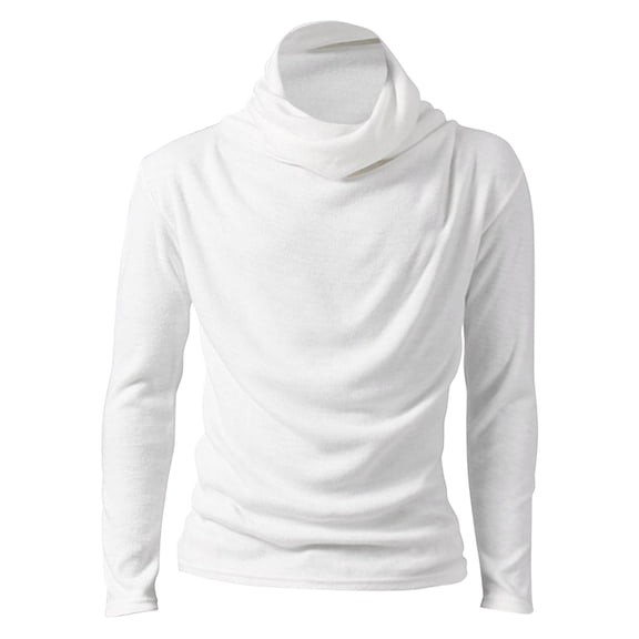 KHONTS Casual Turtleneck Sweaters for Men Thermal Long Sleeve Pullover Undershirts Vintage Cowl Neck Jumper White XL