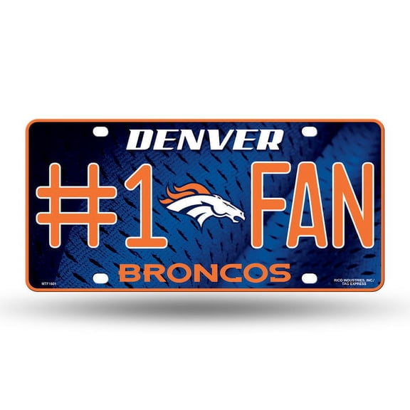 Broncos #1 Fan Metal License Plate, licensed by Rico