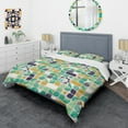 thumbnail image 3 of Designart 'geometric pattern with leaves and flowers' Mid-Century Modern Duvet Cover Set, 3 of 4