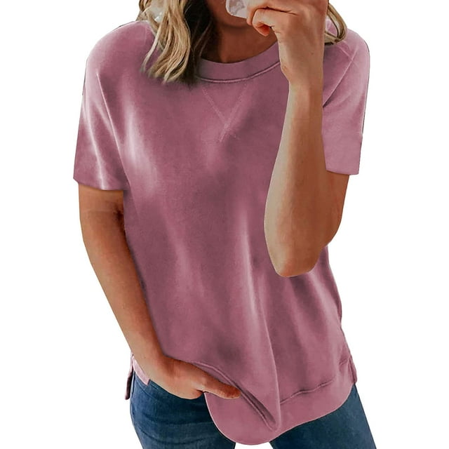Blouses T-Shirts Décontractées à Manches Courtes à Blocs de Couleur Rayés pour Femmes