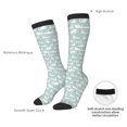 thumbnail image 4 of Xecao White Swan print thigh-high socks, crafted for both men and women with a stretchy, high-opaque design perfect for daily wear, 4 of 6