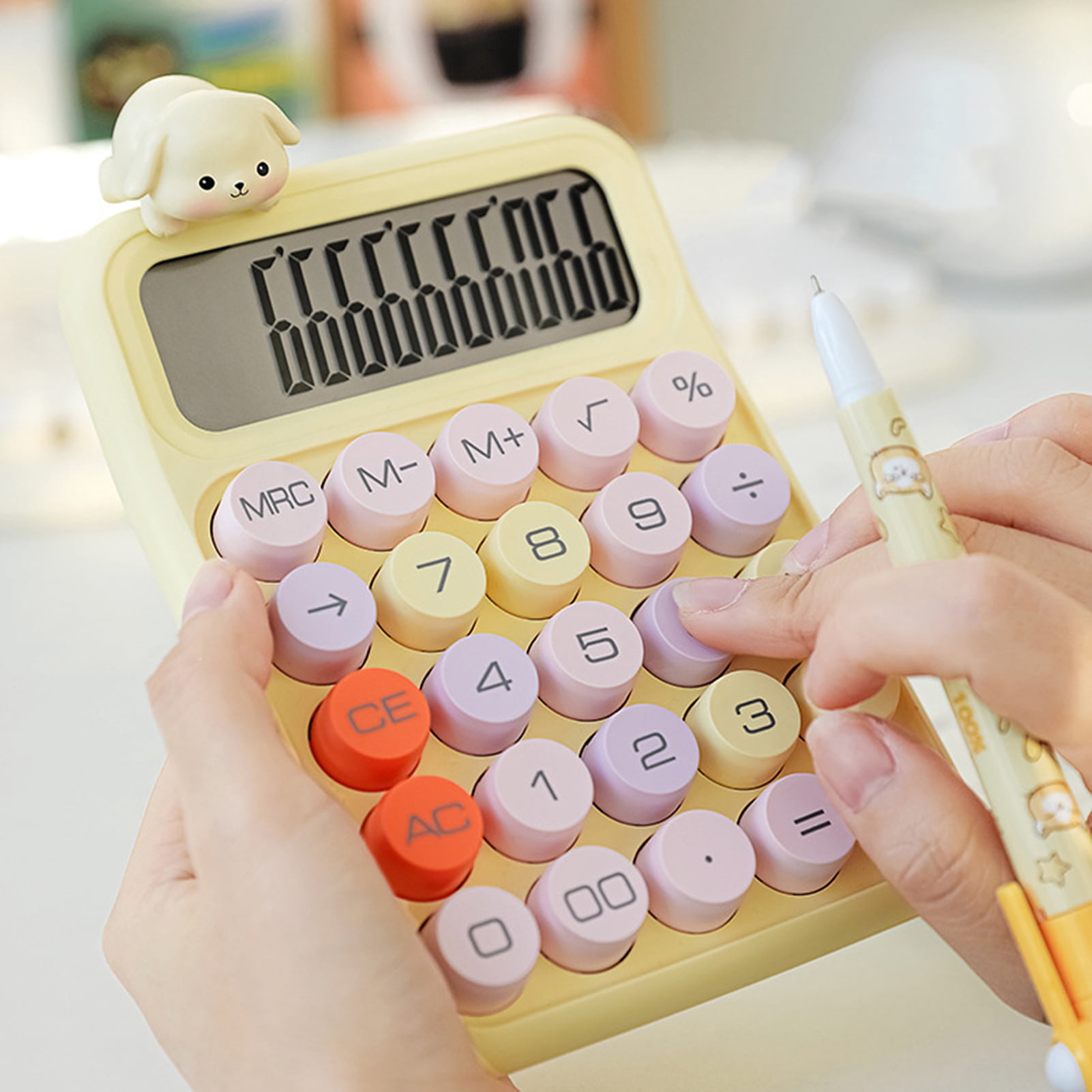 Naierhg Vintage-Inspired Desktop Calculator Large Display 12 Digit Precise Contrasting Colors Easy to Read Calculator