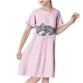thumbnail image 1 of RXIRUCGD 2025 Vêtements d'Été pour Enfants 3-12 Ans Mode Imprimée Pyjama Rêveur Mi-Mollet Chemise de Nuit, 1 of 3