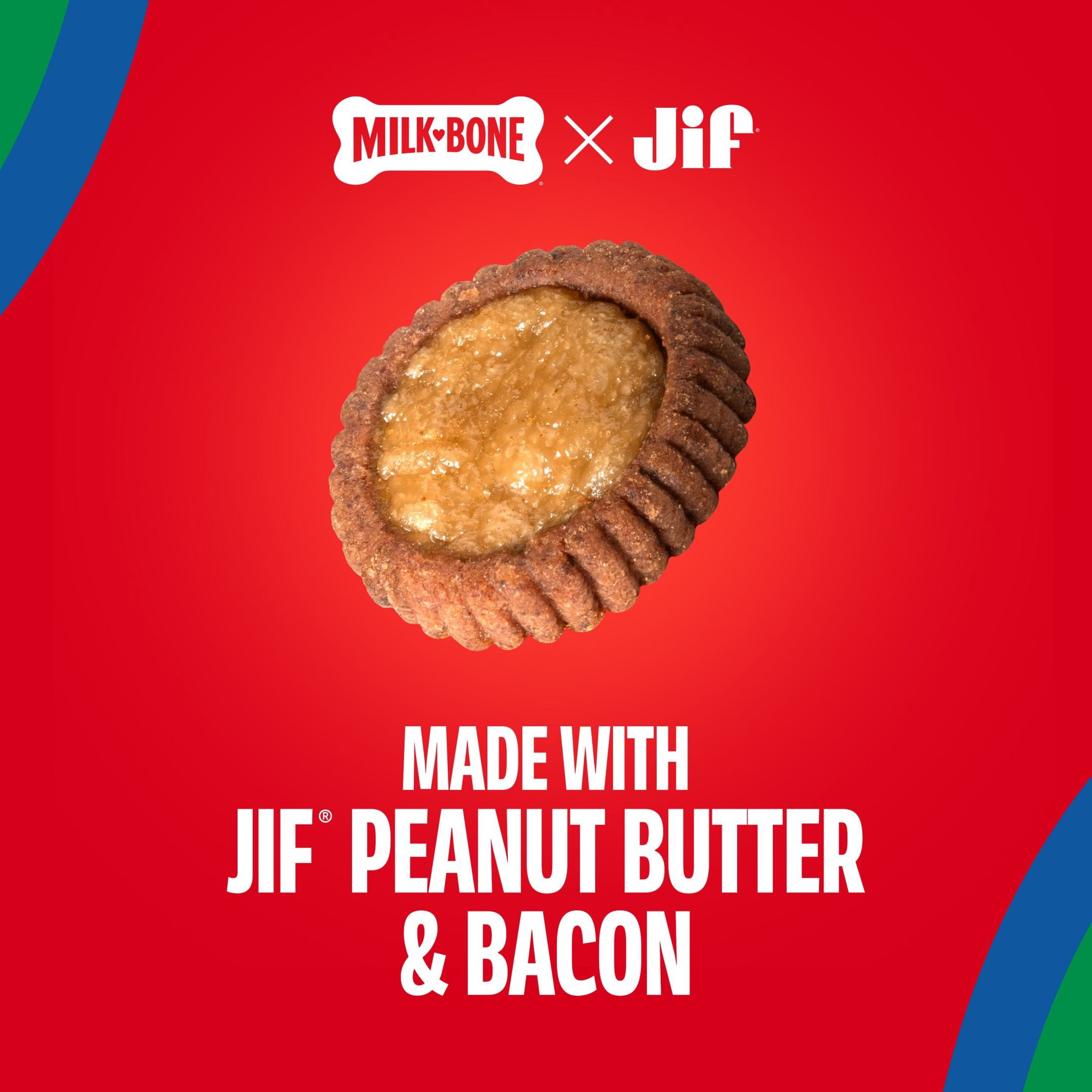 Milk Bone Peanut Buttery Cups, Filled Soft Dog Treats With Jif Peanut Butter & Real Bacon, 4.5 oz Bags