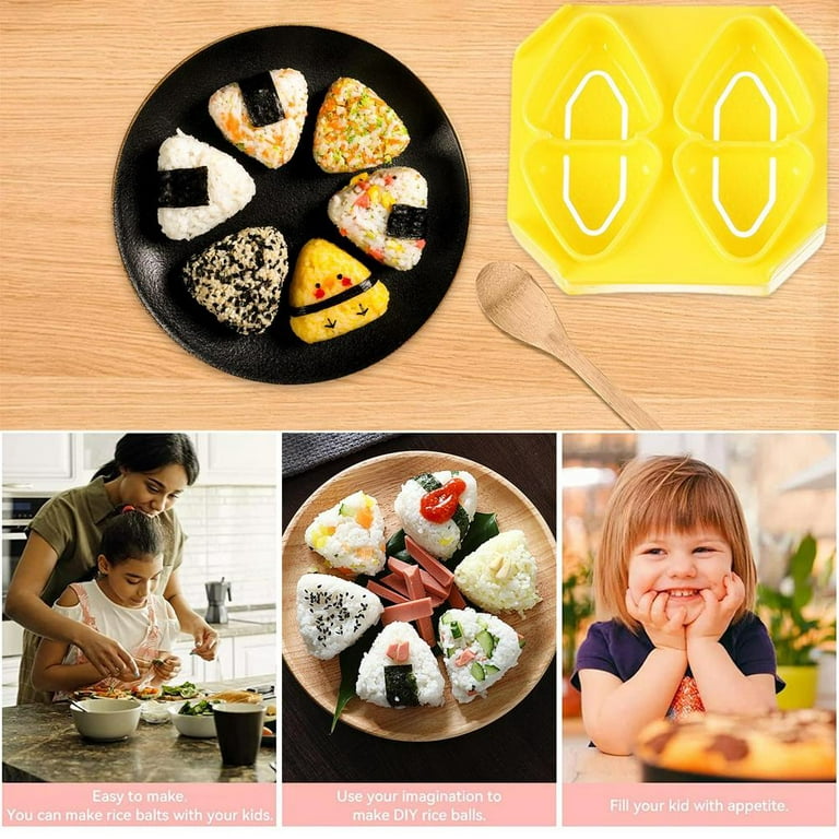 VONTER Sushi Making Kit，Sushi Mold 7 Pcs Diy Sushi Triangle Round Heart Making  Kit Sushi Cooking Tools For Kids Kitchen Tools Little Bear Piggy Sushi  Model 