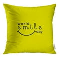 thumbnail image 1 of RYLABLUE Yellow Happy World Smile Day Black Blank Throw Pillowcase Cushion Case Cover, 1 of 1