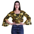 thumbnail image 4 of Moomaya Haut Court Imprimé pour Femmes Style Enveloppant Manches Longues à Volants Blouse d'Été Décontractée, 4 of 5