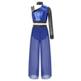 thumbnail image 5 of iiniim Girls Jazz Dance Colored Patch Party Wear Shiny Embellishment Modern Stage Contest Top with Pants Royal Blue 12, 5 of 7