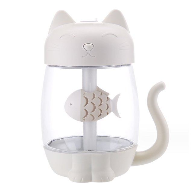 Humidificador USB Cool Mist con modo de niebla ajustable, tanque de agua de 350 ml que dura hasta 6 horas, cambio de luces LED de 7 colores, apagado automático sin agua para dormitorio, hogar, oficina