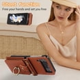 thumbnail image 2 of REQO Phone Case for Samsung Galaxy Z Flip 4 5G 2022 Wallet Cell Cover with and Crossbody Strap Ring Stand RFID Credit Card Holder ZFlip4 Z4 Flip4 4Z Accessories Kickstand Women Men Girls Brown, 2 of 7