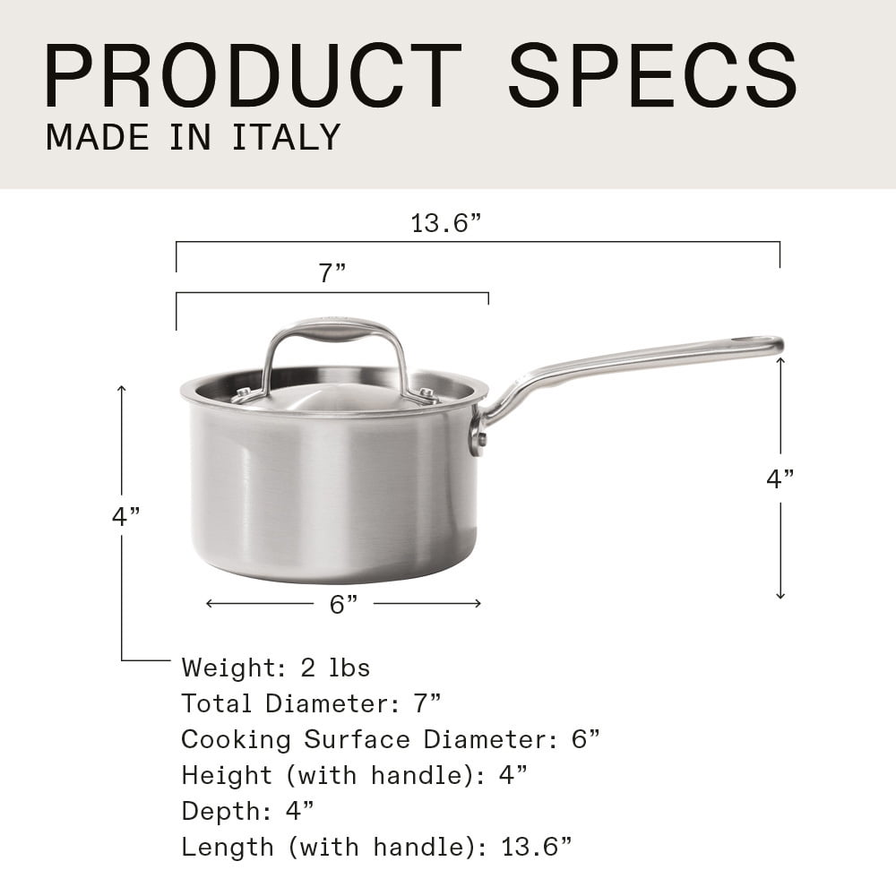 Cyrosa 4 Quart Saucepan with Strainer Lid, Stainless Steel Sauce