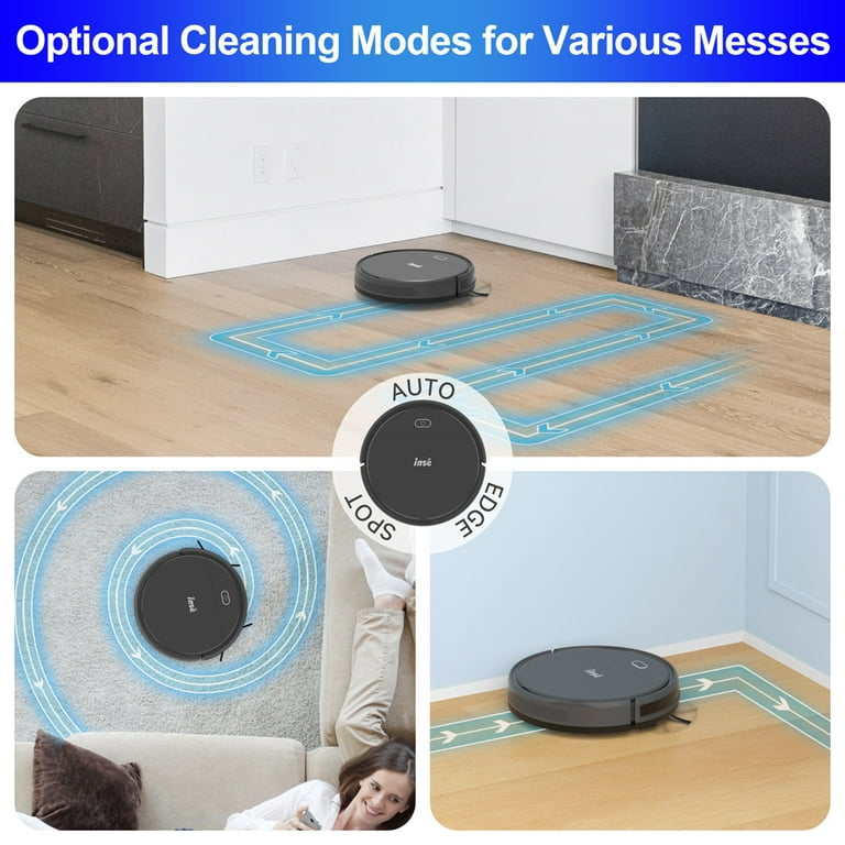 Inse Robot Vacuum Cleaner, Self-Charging 2200Pa Powerful Robotic Vacuum with Remote Control for Pet Hair Hardwood Floors Household Cleaning, Grey