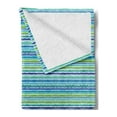 thumbnail image 2 of Vintage Stripe Soft Flannel Fleece Throw Blanket, Grunge Funny Horizontal Stripes in Green and Blue Tones Pattern, Cozy Plush for Indoor and Outdoor Use, 50" x 70", Multicolor, by Ambesonne, 2 of 5