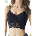 thumbnail image 3 of Gustave 3 Pack Women Sexy Lace Padded Camisole V Neck Crochet Bralette Half Bra Spaghetti Strap Crop Tops Vest "Black, L", 3 of 10