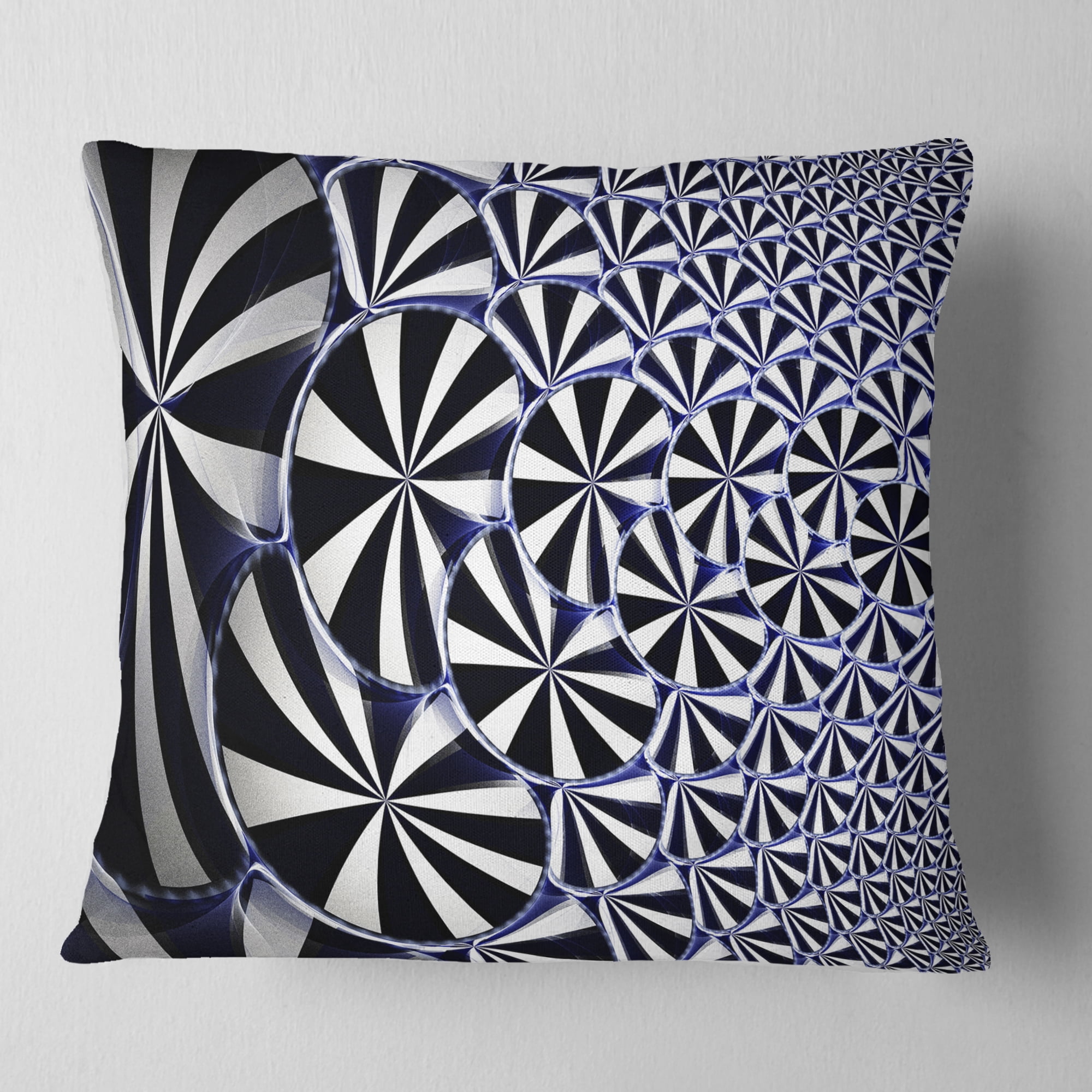 Designart 18" x 18" Contemporary and Modern Black Flower Polyester Throw Pillow