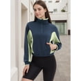 thumbnail image 2 of DARING DIVA Women's Quarter Zip Pullover Cropped Sweatshirt S Navy Blue Green, 2 of 7