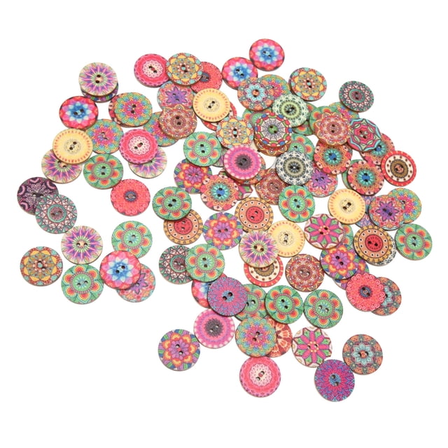 100Pcs Wooden Buttons, Elegant Design Sewing Buttons Composite Wood DIY Accessories For Scrapbook