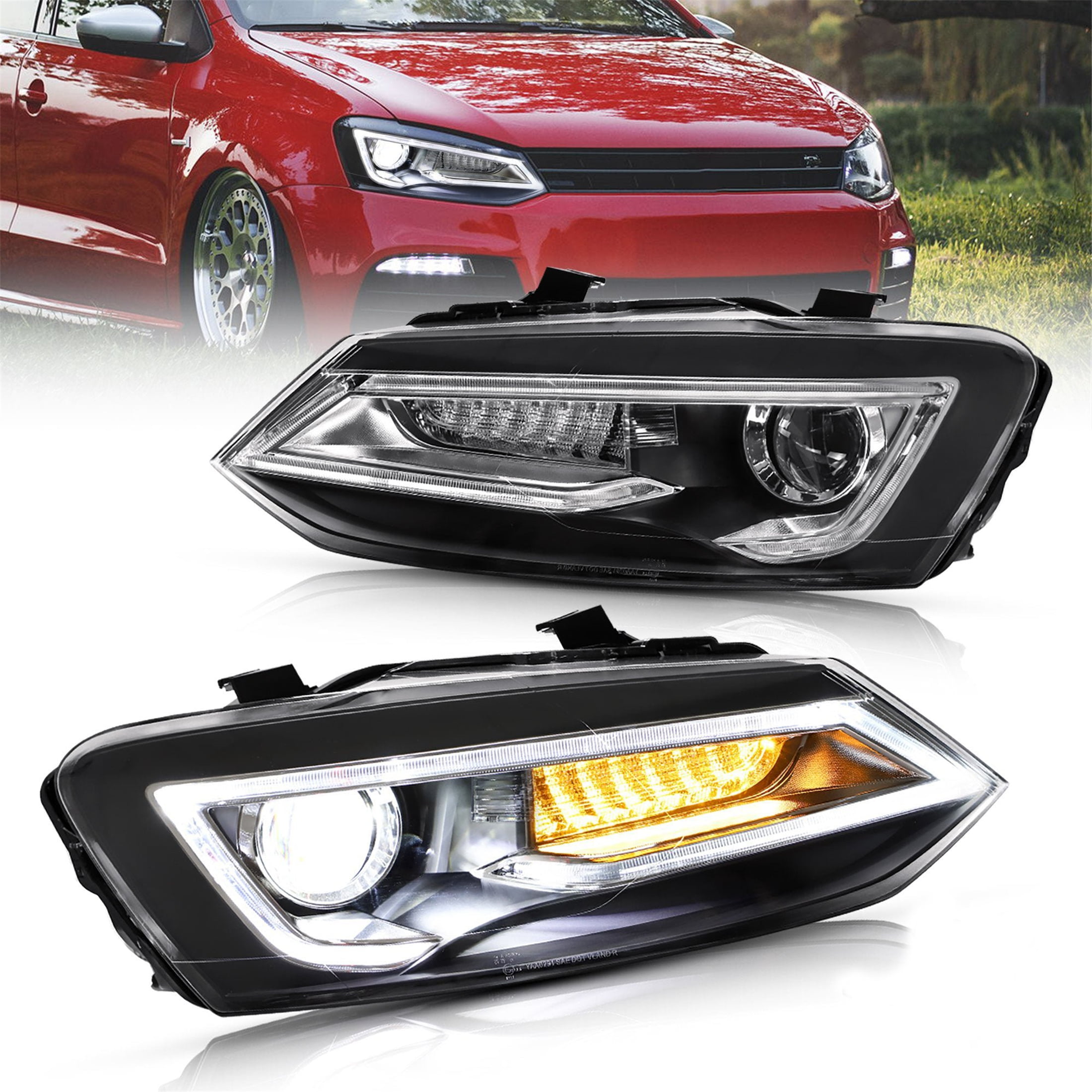 4PCs 4x6 inch Projector LED Headlights with Red Demon Eye DRL for Chevrolet Car 