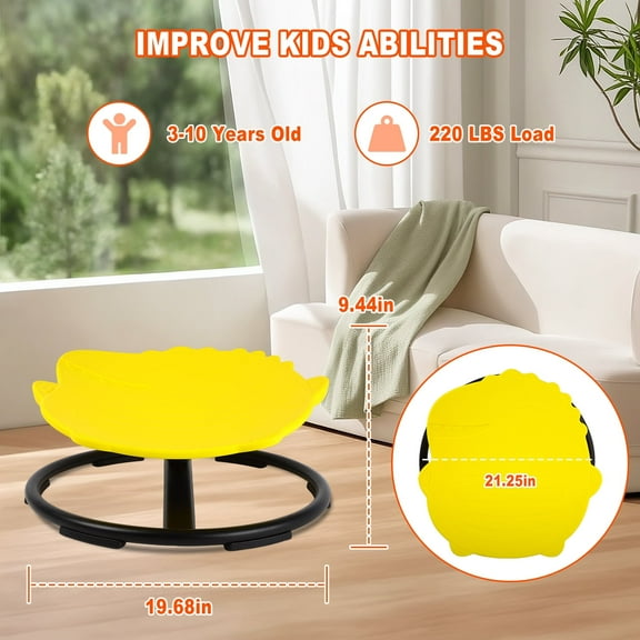 Sensory Spinning Chair for Autistic Kids, Autism Kids Swivel Chair, Petal Sit and Spin Seat Balance Chair Indoor for Child Age 3 , Regulating Toddler’s Body Balance, Metal Base Non-Slip