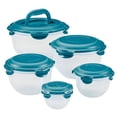 thumbnail image 1 of Rachael Ray LeakProof Nestable Container Food Storage Bin Set 10Piece Clear with Teal Lids, 1 of 1