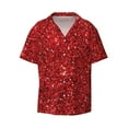 thumbnail image 4 of Uemuo Red Glitter Pattern Cotton Linen Short Sleeve Shirts,Casual Lightweight Button Down Shirts,Vacation Beach Summer Tops-Medium, 4 of 7
