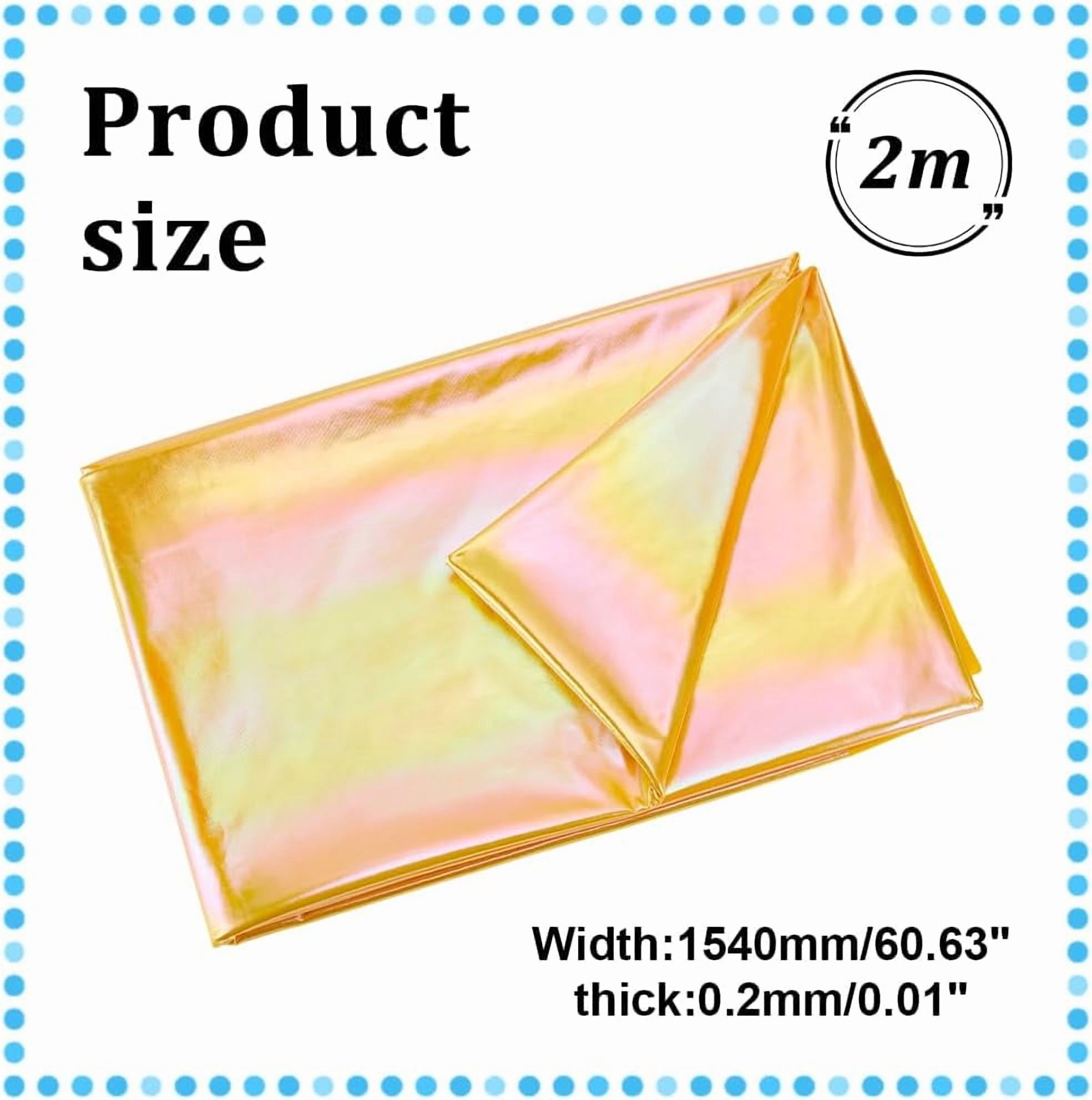 2.19 Yards Metallic Foil Lame Spandex Fabric 60.63 Inch Wide Rainbow 4-Way Stretch Iridescent Hologram
