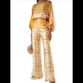 thumbnail image 1 of Conjunto de Dos Piezas Holgado de Otoño para Mujer, con Hombros Descubiertos, Estampado, Larga, Informal, para Salir, Pantalones Anchos Amarillo M, 1 of 6