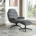 thumbnail image 3 of Kerry Swivel Lounge Chair & Footrest in Gray Fabric and Black Base, 3 of 9