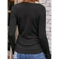 thumbnail image 3 of Womens Long Sleeve Shirts V Neck Ribbed Knit Slim Fit Light-Weight Sweater Fall Dressy Casual Tops Black XXL, 3 of 6