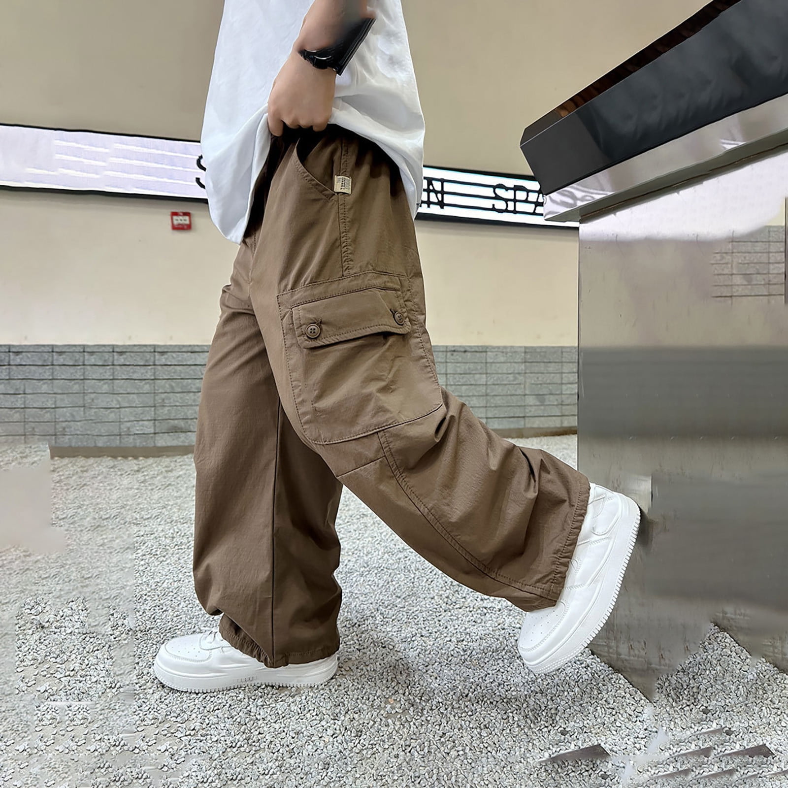 BLESS Ü BU Baggy Cargo Pants かつきくん着用　希少 FYDUU Boys Baggy Cargo Pants Elastic Waist Loose Fit Parachute