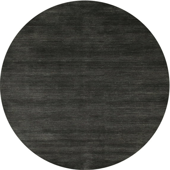 Ahgly Company Machine Washable Indoor Round Contemporary Charcoal Black Area Rugs, 3' Round
